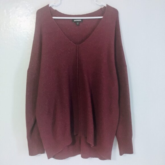 Express Sweaters - Express Burgundy V-Neck Sweater Size L Soft Knit